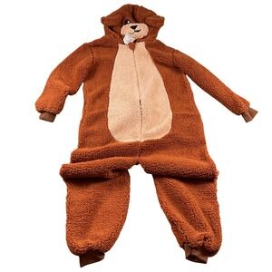 Spooktacular Creations Child Brown Bear Flannel Pajama Jumpsuit‎ MEDIUM